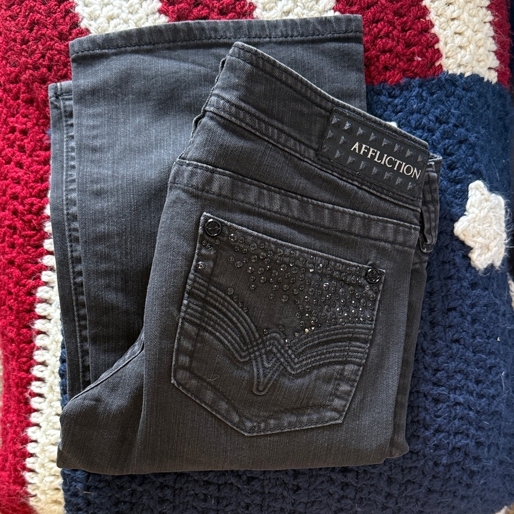 Affliction Women's Dark Gray Embellished Jeans